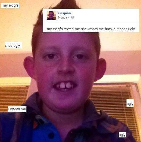 Caspian paddock the poon slayer. . Caspian Paddock get it ltd ahahahahaha .' - - girl " tn: ahaha. I have a brilliant study design: we create a fictional, underage douchebag on social media and measure the outcome of...science? No wonder everyone regards psyc