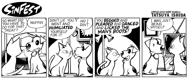 Cat vs dog. Sinfest.net.. Isn't that the site that got all preachy and sjw?