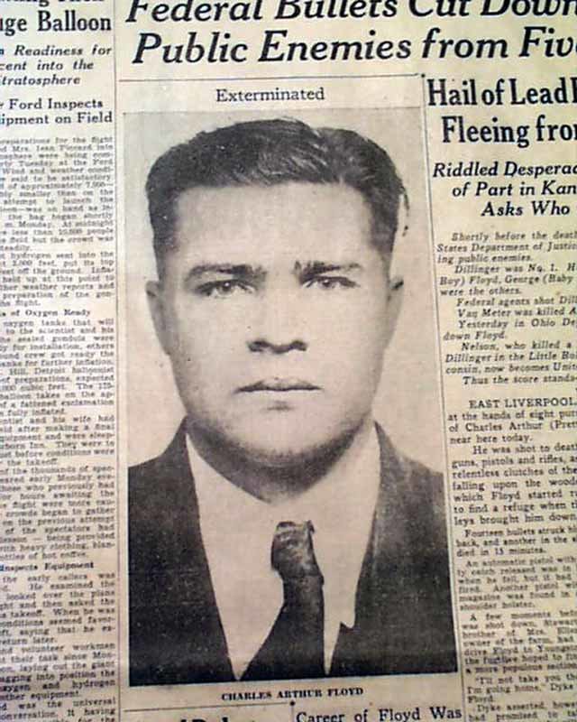 Charles 'pretty boy' Floyd. public enemy in newspaper.. "Public enemies" "Endeared themselves to the public" So which one was he? Oh right - Government Enemy.
