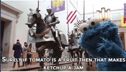 Cookie monster takes a vacation. Read em in his voice for full effect. YOUR STOMACH THINKS ALL 'POTATOES ARE MASHED. Yeah except there are were sea scorpions.