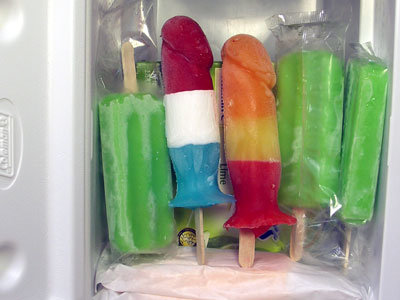 Crucial information. .. Protip..... You can buy kits for making a mold of your dick. Do that first. Then use that to do this. Now you have popsicles shaped like your dick. Now your gir