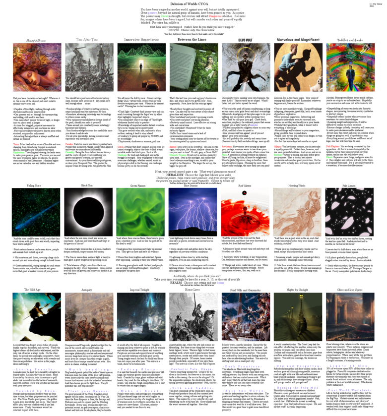 Cyoa comp: The Revival part 3. .. Arcane The Perfect being Automated Learning D&amp;D Fantasy The Focus of the Ego Torch of Faith if it doesn't burn up, if it does Sword of Transience Laura Inte