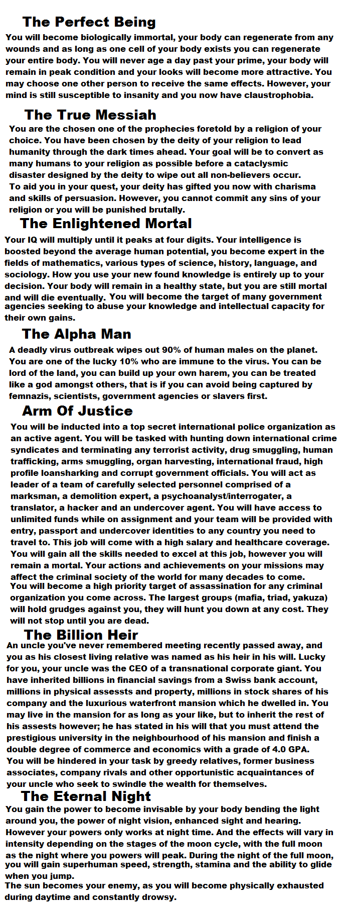 Cyoa comp: The Revival part 3. .. Arcane The Perfect being Automated Learning D&amp;D Fantasy The Focus of the Ego Torch of Faith if it doesn't burn up, if it does Sword of Transience Laura Inte