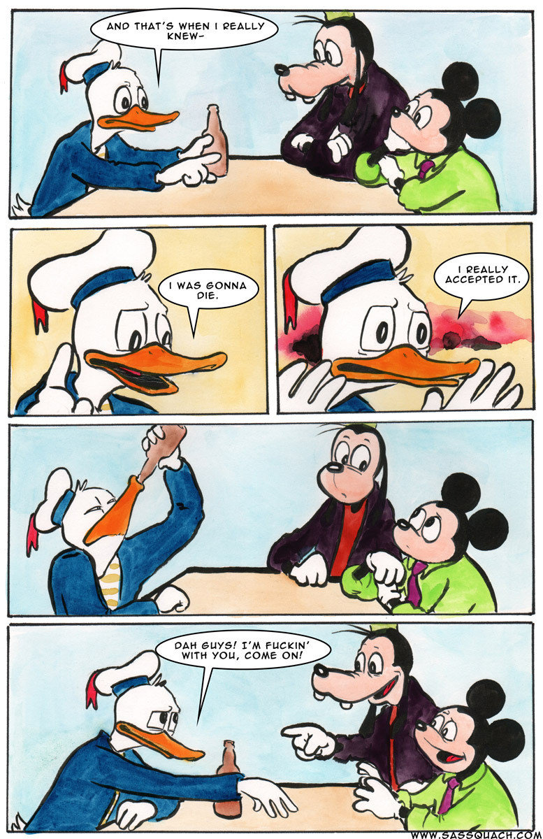 Growing older. .. Writing so good that i dont care that the art is bad. Bravo to whoever made this.