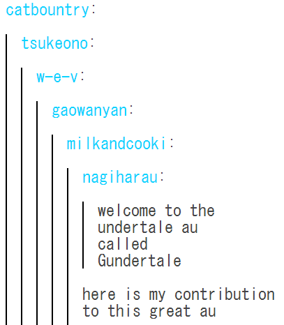 GUNDERTALE. Source: molokomoko.tumblr.com/post/133244199188/catbountry-tsukeono-w-e-v-gaowanyan.
