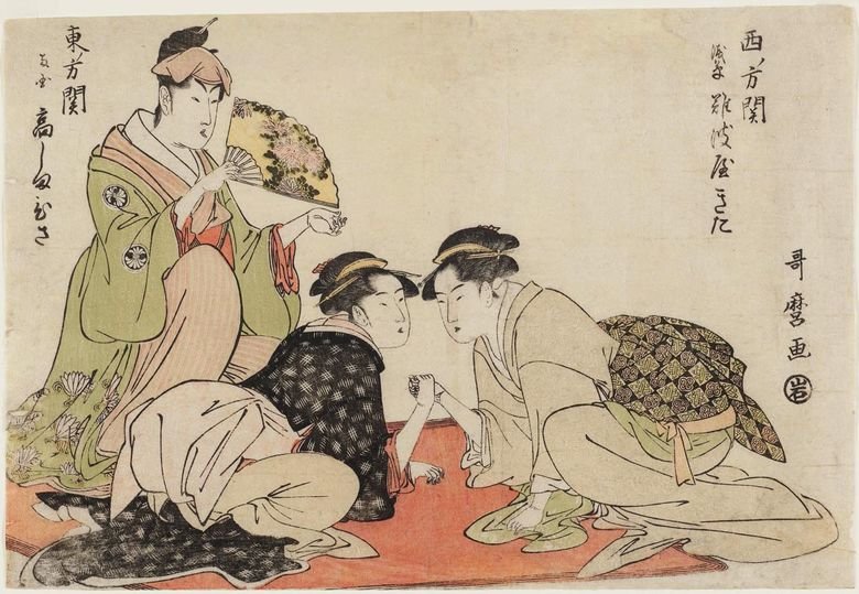 Kitagawa Utamaro Art Comp. So, there was this artist named Kitagawa Utamaro. He was possibly the most famous Ukiyo e artist. Europeans learned a few techniques 