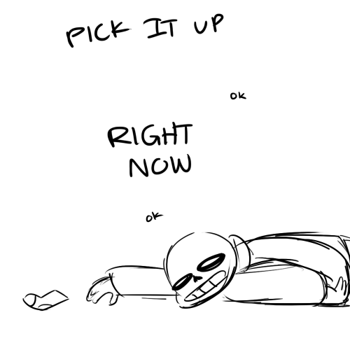 Sans, the dedicated lazybones. Source: deoxyrebornicleic.tumblr.com/post/134592394164/too-lazy-to-touch-the-ground.