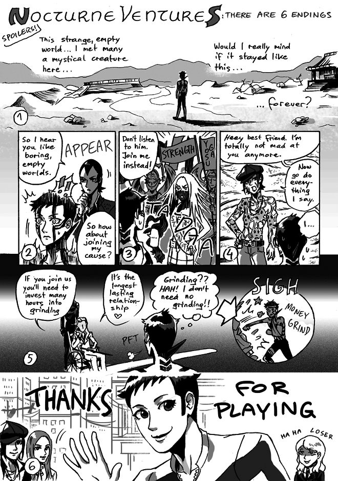 Shin Megami Tensei: Nocturne. If you chose anything other than the Rejection path, you're a bitch..