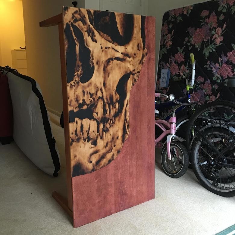 Skull wood-burning coffee table. Not mine but will post the OP's text process. I did this as an xmas gift for 2 friends who didn't have a coffee table. Here is 