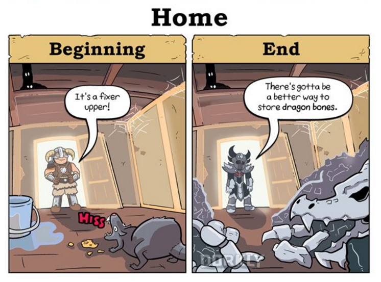 Skyrim. . Dragons. Open world environment was amazing. Shame I never got to finish to the story. And when you would, it felt just like another quest, really.