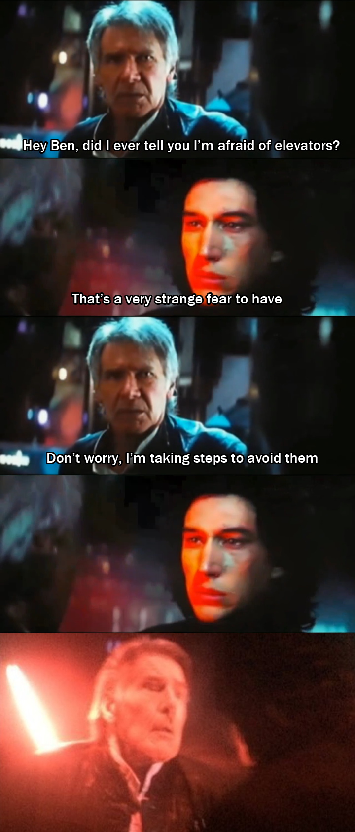 Spoilers ahead. . Hey Ben, Wot a Universal remote the other day ls it at, t It changes eeverything!. Han Solo's heart was rent asunder by this scene