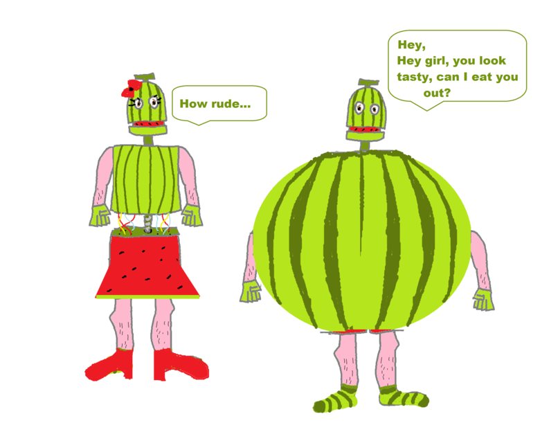 Watermelon Cyborgs. just a humor thing that was fun to draw inspiration: user watermeloncyborgs.. they kind of look black