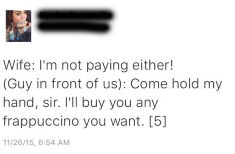 wife gets cucked. . Went to Starbucks b/ c Idk hayh/ to sleep in. Tons of people in line. Everyone looks like zombies & I' m spacing out myself. [1] All of a su